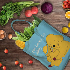 "Spot Loves His Daddy" Tote Bag - Adorable Father & Son Embracing Design, Perfect Father's Day, Birthday, Christmas Gift from Child, Wife or Family