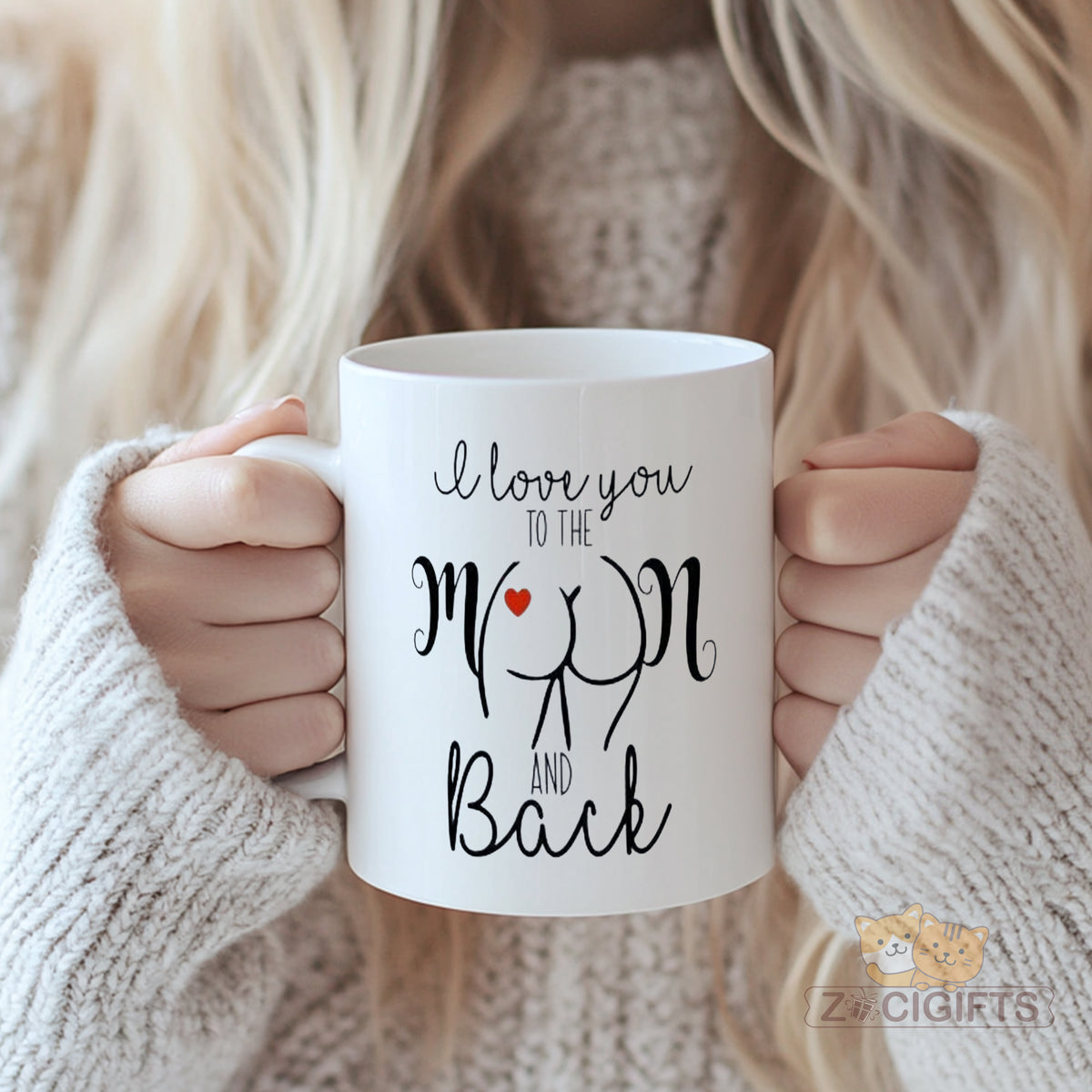 "I Love You to the Moon and Back" Mug with Red Heart - Classic Romantic Gift for Valentine's Day, Anniversary, Wedding, Christmas, Birthday, Mother's Day, Father's Day - Perfect for Her, Him, Wife, Husband, Girlfriend, Boyfriend, Mom, Dad