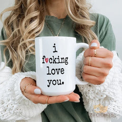 Expressive "I F***ing Love You" Ceramic Mug with Red Heart Design - Humorous and Heartwarming Gift for Valentine's Day, Anniversary, Birthday, Christmas, Thanksgiving, Father's Day, Mother's Day, and All Special Occasions