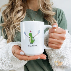 Cute Dinosaur "I Love You This Much" Mug - Ceramic Gift for Valentine's Day, Anniversary, Birthday, Christmas, Mother's Day, Father's Day, Thanksgiving - Perfect for Boyfriend, Girlfriend, Kids, Friends, Family, Him, Her, Adults
