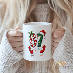 "67" Christmas Mug - Festive Holiday Mug with Unique 6 & 7 Design, Perfect Christmas Gift for Friend, Colleague, Couple, Family | Novelty Ceramic Cup for Xmas, Secret Santa, Stocking Stuffer