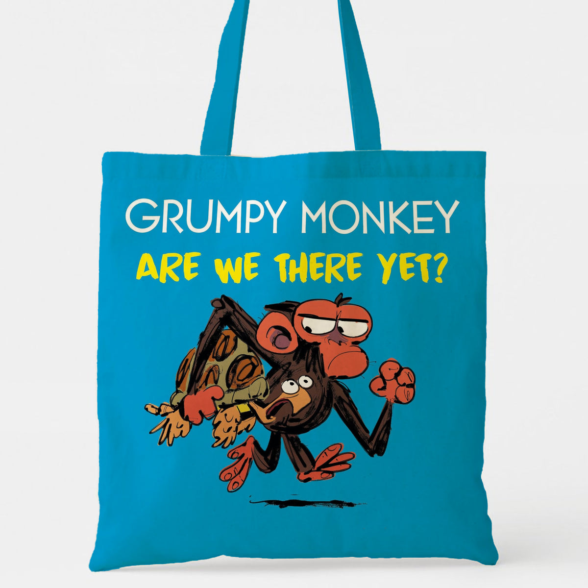 Grumpy Monkey "Are We There Yet?" Tote Bag - Perfect Funny Gifts for Travel, Birthday, Christmas, Valentine's for Her, Him, Friends, Coworkers & Parents