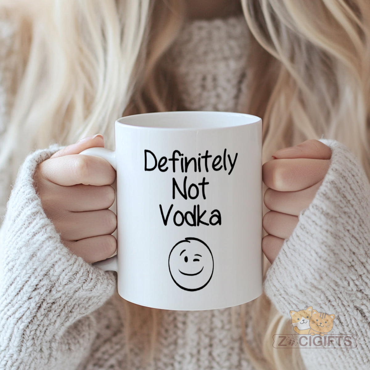 Definitely Not Vodka Mug ¨C Funny Sarcastic Novelty Cup for Coffee / Tea ¨C Premium Ceramic Mug with Quirky Design for Home / Office / Desk Decor ¨C Unique Gift Idea for Friends & Family (11oz, White)