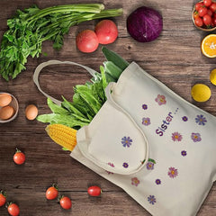"Sister..." Floral & Caterpillar Tote Bag - Heartfelt Gift for Sister, Best Friend, Daughter, Mom | Perfect for Birthday, Mother's Day, Christmas, Valentine's | Cute, Artistic Canvas Bag