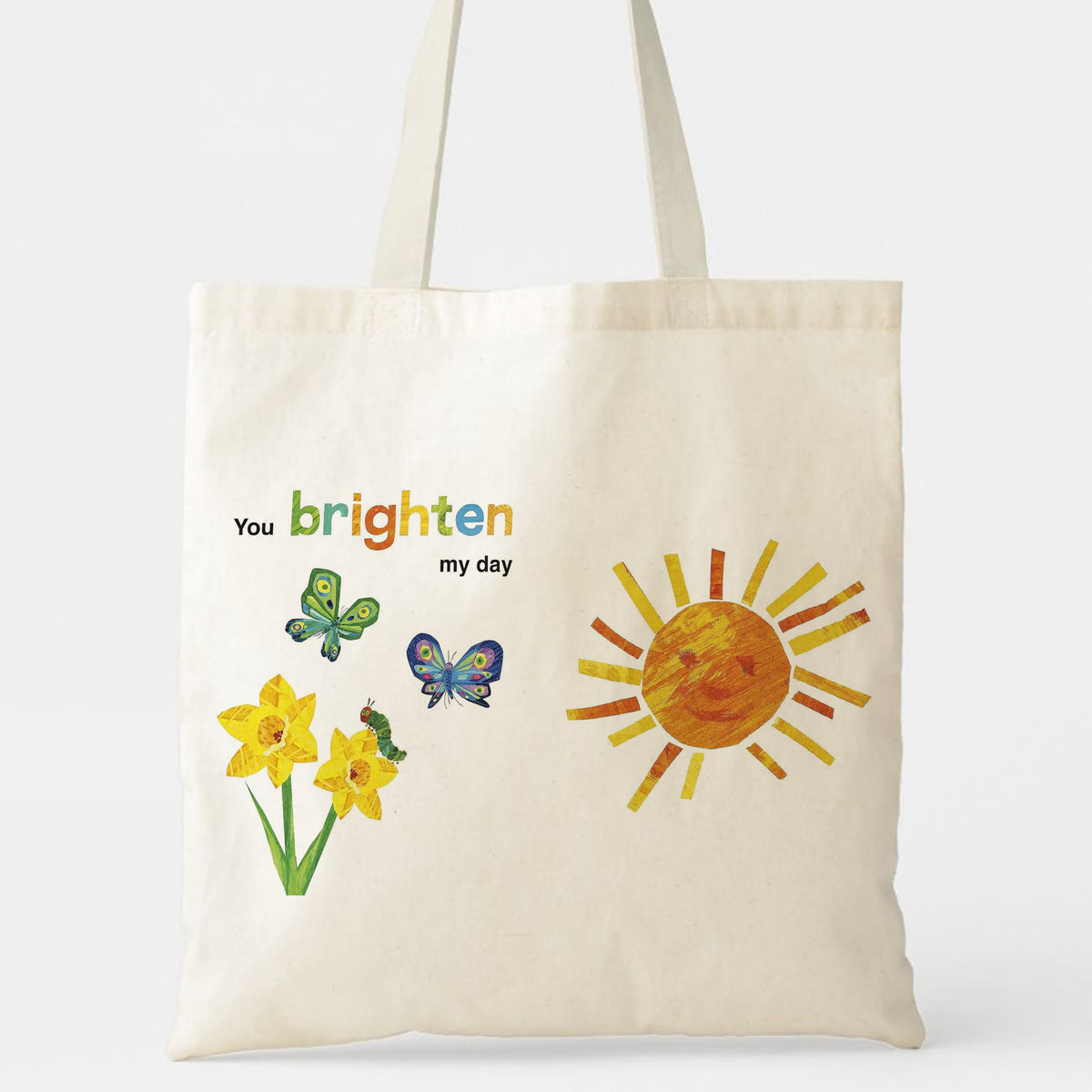 “You Brighten My Day” Tote Bag - Sunshine & Flowers Gift for Her, Mom, Best Friend, Sister | Uplifting Birthday, Thank You, Get Well, Thinking of You Present | Cute, Positive Daily Tote