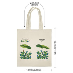 "Everything‘s Better Together" Tote Bag - Cute Animal & Plant Canvas Bag, Perfect Sentimental Gift for Best Friend, Sister, Couples, Mom & Dad | Ideal for Birthday, Christmas, Valentine‘s Day & Everyday Carry
