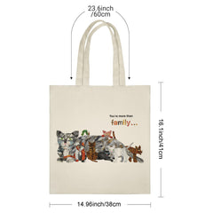 "You're more than family..." Cat Print Tote Bag - Heartfelt Gift for Best Friend, Sister, Partner, Cat Lover on Birthday, Christmas, Thanksgiving