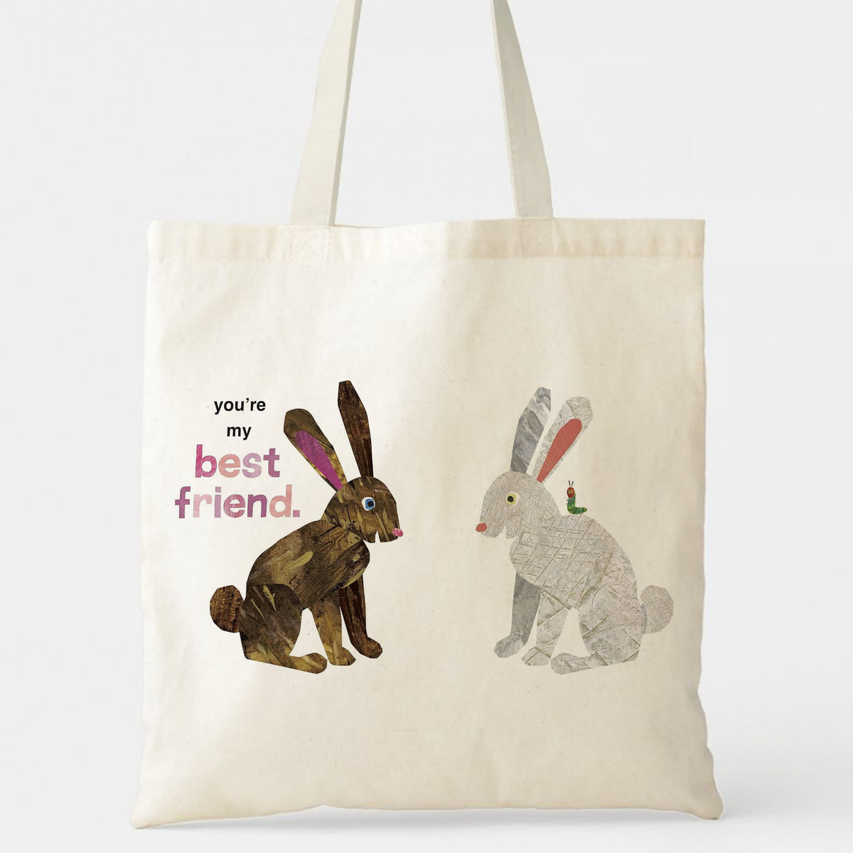 “You‘re My Best Friend” Bunny Patchwork Tote Bag - Heartwarming Gift for Friends, Sisters, Girlfriends, Her on Birthday, Valentine‘s, Christmas