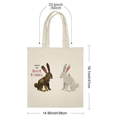 “You‘re My Best Friend” Bunny Patchwork Tote Bag - Heartwarming Gift for Friends, Sisters, Girlfriends, Her on Birthday, Valentine‘s, Christmas