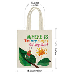 The Very Hungry Caterpillar “WHERE IS” Tote Bag - Nostalgic & Whimsical Gift for Book Lovers, Mom, Friends, Kids on Birthday, Christmas, Baby Shower, Mother’s Day