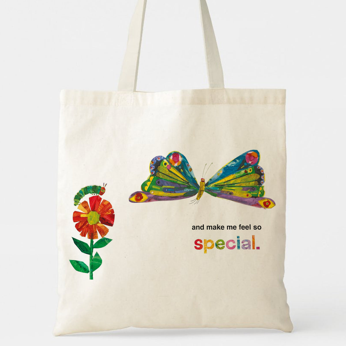 “You Make Me Feel So Special” Tote Bag with Caterpillar & Butterfly - Heartfelt Gift for Her, Him, Birthday, Valentine‘s, Mother’s Day, Christmas & Thank You