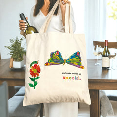 “You Make Me Feel So Special” Tote Bag with Caterpillar & Butterfly - Heartfelt Gift for Her, Him, Birthday, Valentine‘s, Mother’s Day, Christmas & Thank You