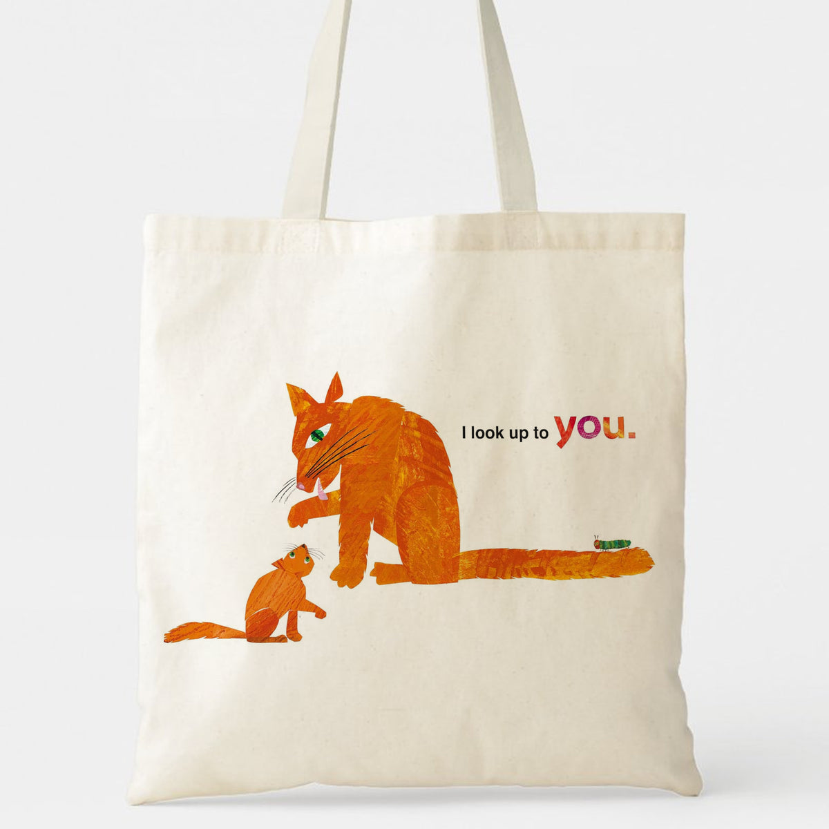 Heartfelt "I Look Up to You" Cat Tote Bag - Perfect Appreciation Gift for Mom, Dad, Teacher, Mentor, Friend, Her on Birthday, Christmas & Mother’s Day