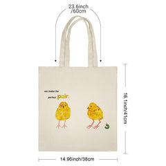 Adorable "We Make The Perfect Pair" Chick & Caterpillar Tote Bag - Cute Gift for Couples, Best Friends, Valentines Day, Anniversary, Wedding, Birthday & Christmas