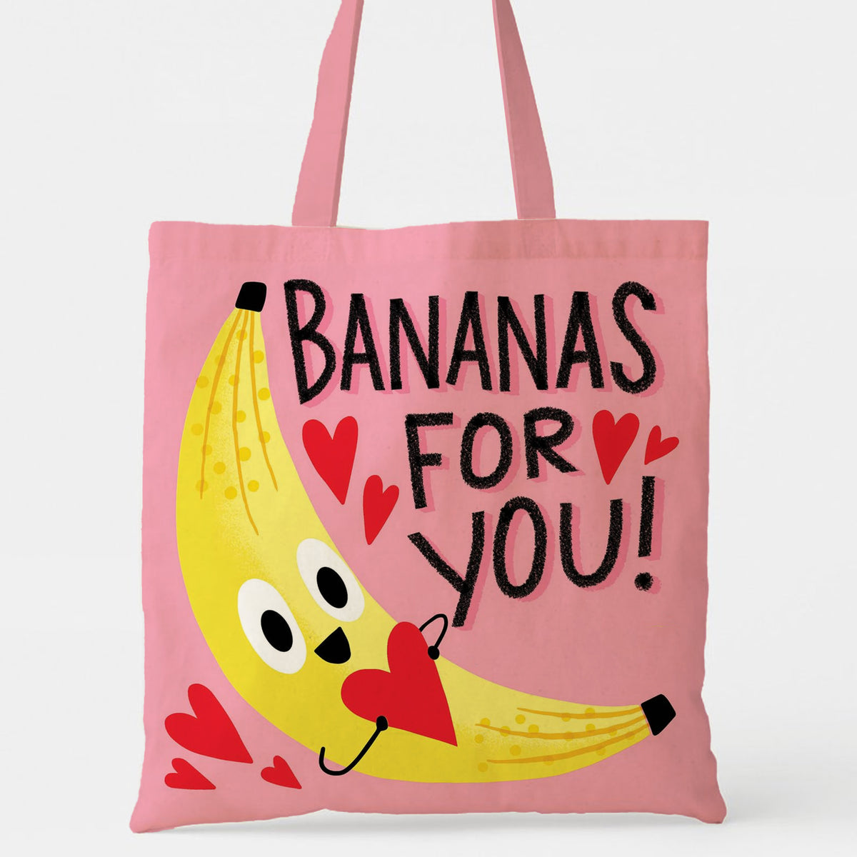“Bananas For You!” Pink Tote Bag - Fun & Punny Gift for Friend, Her, Mom, Valentine’s Day, Birthday, Christmas, or Just Because You’re Crazy About Them！