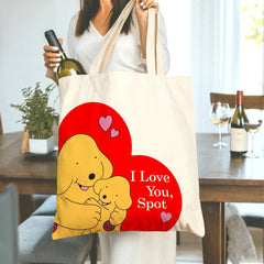 “I Love You, Spot” Dog Hug Tote Bag - Perfect Gift for Pet Lovers, Valentine‘s Day, Anniversary, Birthday, Christmas for Her, Him, Dog Mom & Dog Dad