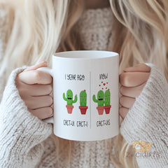Cute Couples Cactus Mug - Funny 'Cact-Us' Pun Design, Perfect for Anniversaries, Weddings & Valentine's Day Gifts - Love-Themed Coffee Cup with Heartwarming Illustrations