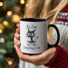 Funny "It's Fine" Cat Mug - Unique Novelty Gift for Cat Lovers, Office Humor, and Stress Relief - High-Quality Ceramic Coffee Cup