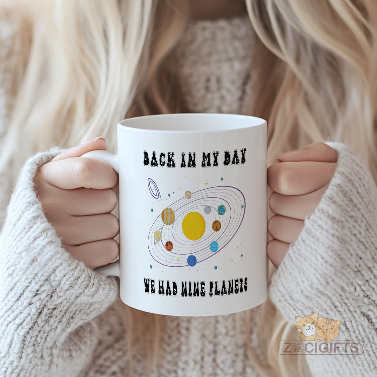 Back In My Day We Had Nine Planets Mug - Funny Astronomy Science Gift for Dad, Science Teachers, Space Nerds, Kids | Vintage Solar System Ceramic Cup for Birthday, Christmas, Fathers Day, Retirement Gifts