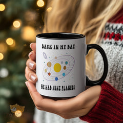 Back In My Day We Had Nine Planets Mug - Funny Astronomy Science Gift for Dad, Science Teachers, Space Nerds, Kids | Vintage Solar System Ceramic Cup for Birthday, Christmas, Fathers Day, Retirement Gifts