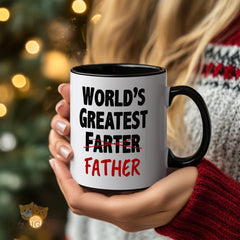 Funny Dad Mug "World's Greatest Farter (I Mean Father)" with ZIGIGIFTS Logo - Humorous Father's Day Gift, Birthday Present, Christmas Coffee Cup for Dad, Grandpa, Husband, White Ceramic Mug with Black Trim