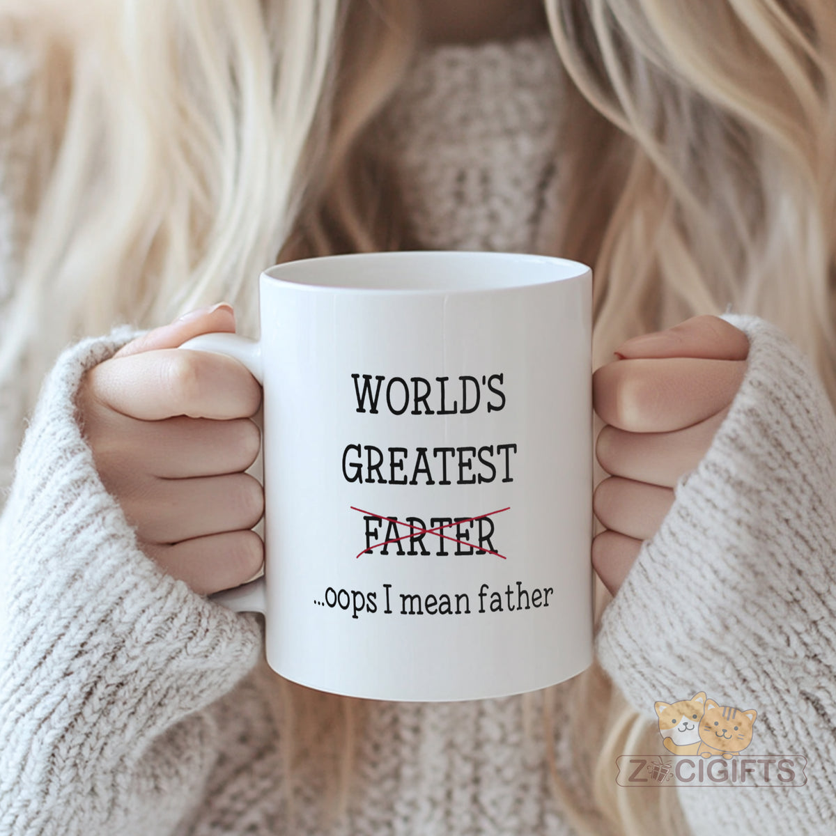 Funny "World's Greatest Farter Oops I Mean Father" Mug - Hilarious Gift for Dad, Perfect for Father's Day, Christmas, Birthday, Valentine's, Mother's Day, Thanksgiving & More | Unique Humor Present for Family, Friends, Partner, Colleagues